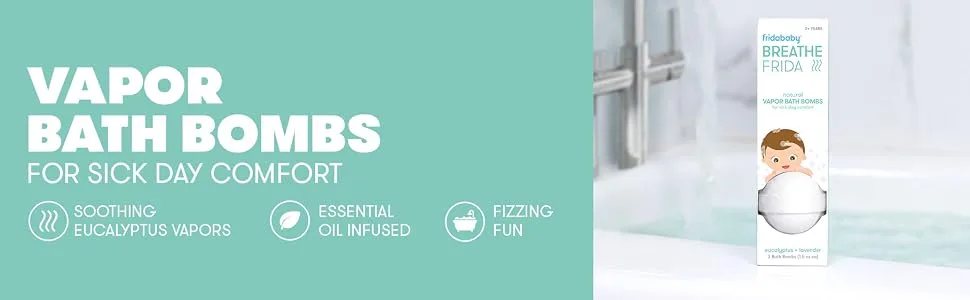 Frida Baby Vapor Bath Bombs - vapor bath bombs for sick day comfort. soothing vapors, essential oil infused, fizzing fun