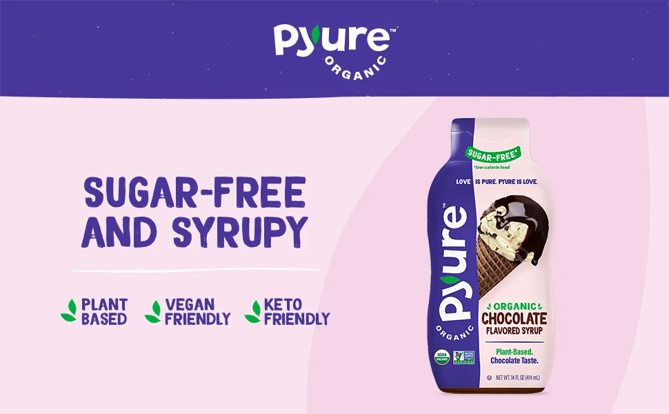 Organic Chocolate Flavored Syrup By Pyure  Sugar-Free Keto 1 Net Carb  14 Fl. Oz - Pyure Organic Chocolate Flavored Syrup. Sugar-free and syrupy.