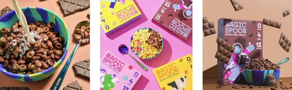 Magic Spoon Cereal Cocoa 4-Pack - Keto Gluten & Grain Free Low Carb High Protein Zero Sugar Non-GMO Breakfast Cereal - delicious keto low carb zero sugar cereal