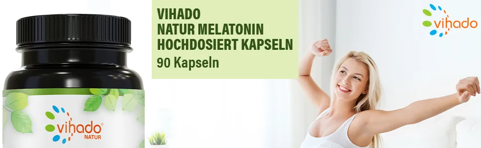 Vihado nature melatonin high dose innovation: natural melatonin from Sauerkirsch also Ashwagandha Passion Flower Lavender 90 capsules - schlaftabletten extra stark einschlafen schlafmittel extra stark rezeptfrei schlafen melatonin