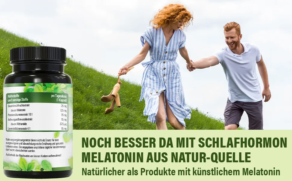 Vihado nature melatonin high dose innovation: natural melatonin from Sauerkirsch also Ashwagandha Passion Flower Lavender 90 capsules - schlaftabletten extra stark rezeptfrei schlaftabletten