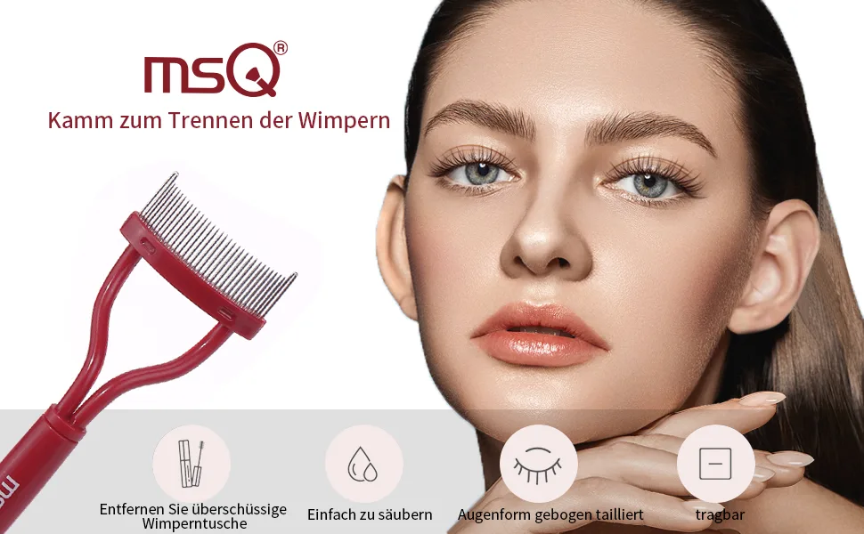 MSQ eyelash comb curb winder Separator Applicator eyelash comb stainless steel eyelashes make -up comb tool brows brush comb red - product information 15