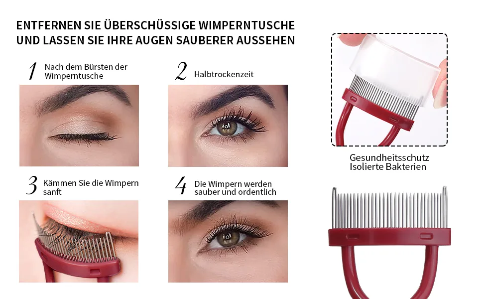 MSQ eyelash comb curb winder Separator Applicator eyelash comb stainless steel eyelashes make -up comb tool brows brush comb red - product information 17