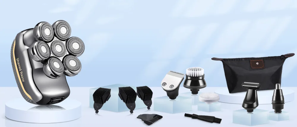 Electrical shaving head for bald razors electrical rotation rasier head Durable replacement blade beard universal fast double ring hair cutter for 5 6 7 8 head electrical shaver silver - rasierer herren elektrisch