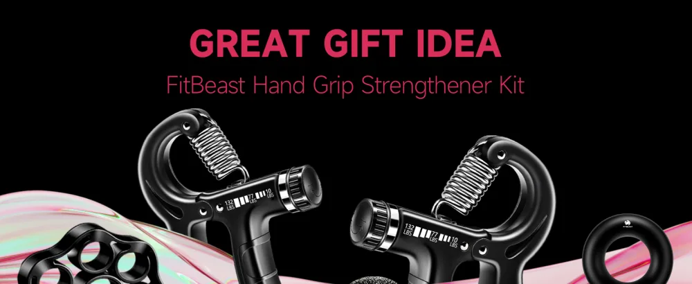 Fitbeast hand trainer training set (5-part) 2 forearm handle adjustable resistance hand gripper finger-dehner grip ball & stress breakdown for athletes - hand grip strengthener