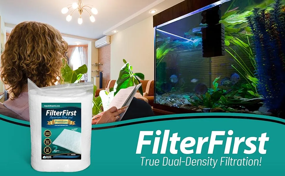 Aquarium Filter Pad - Premium True Dual Density Aquarium Filter Media Roll for Crystal Clear Water - filter floss for fish tank aquarium media floss pad fish tank pads poly filter material fiber