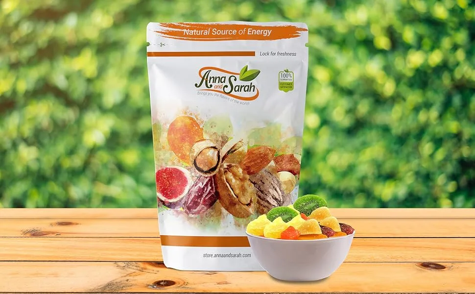 Anna and Sarah Tropical Dried Fruit Mix (2 Lbs) - anna sarah dried fruit tropical mix kiwi mango pineapple cantaloupe papaya