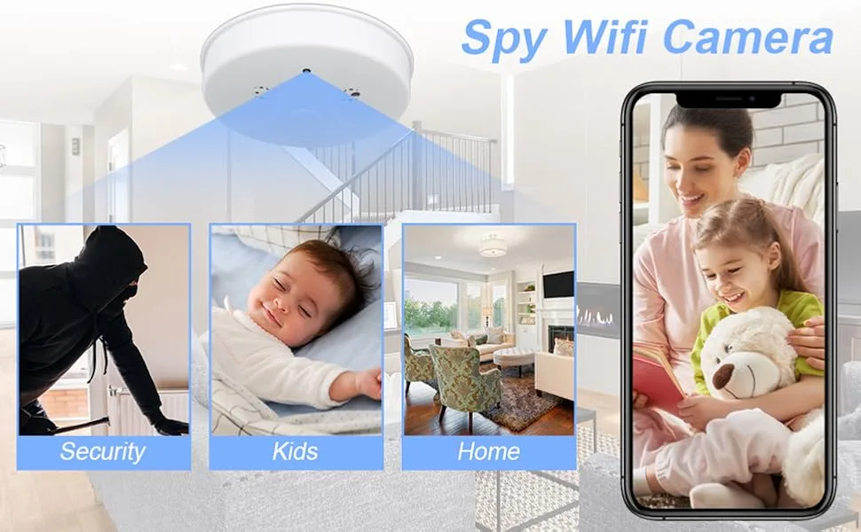 TANGMI Hidden Camera Smoke Detector Wireless WiFi Camera with Video 1080P HD Small Camera with Night Vision and Motion Detection Indoor Camera for Home Security - hidden camera