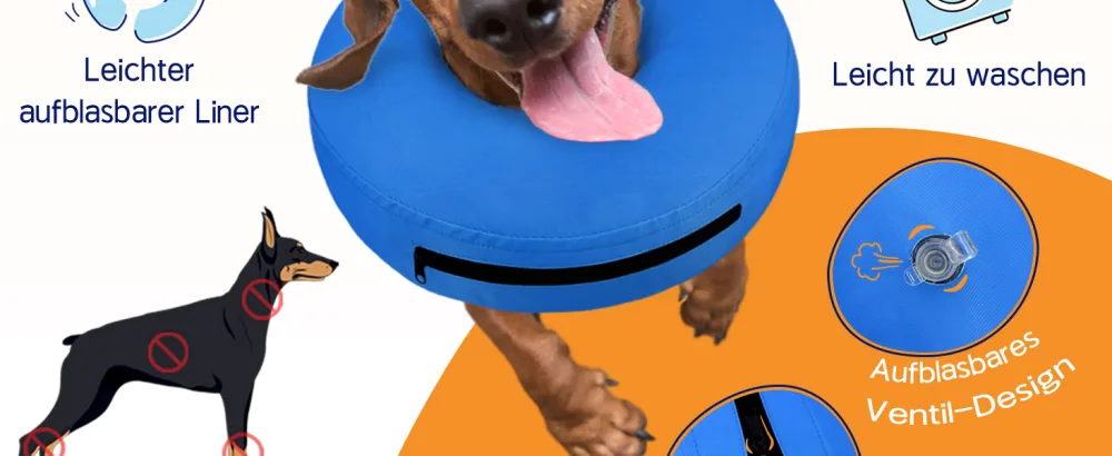 Supet Rewrise dog protective inflatable dog collar protective collar for pets adjustable comfortable protective collar with Velcro fastener S: neck circumference: 17.8-25.4 cm blue - product information 2