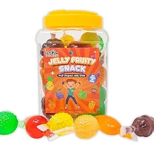 Fusion Select Jelly Fruit Snack Tik Tok Challenge Hit or Miss - Fruit-Shaped Jelly- Assorted Flavors Strawberry Orange Apple Pineapple Grape Mango (Mesh Bag) - Jelly Jar