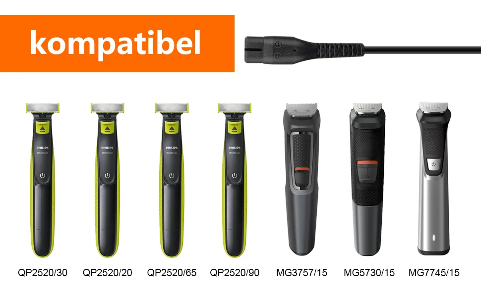 One blade charging cable for Philips Oneblade QP2520 QP2620 MG3720 MG5720 MG5730 Philips Razor charger replacement A00390 charging cable 1.5m - product information 7