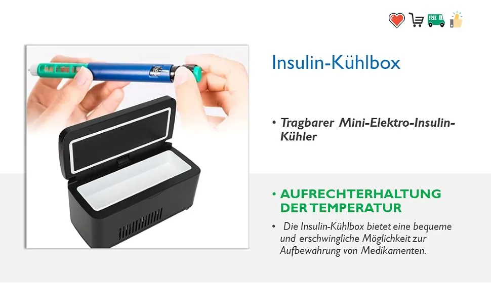 Insulin cooling box electric large screen insulin refrigerator for 3 mini insulin pens medication cooling box for the pharmacy for vehicles - elektrischer Großbild Insulinkühlschrank