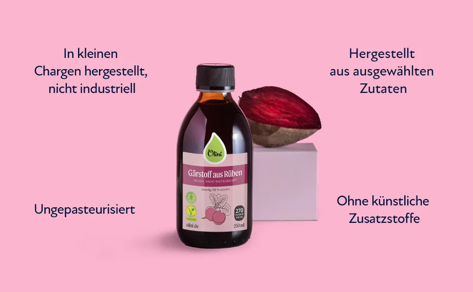 Olini fermentation from beets 500 ml - fresh without preservatives - not pasteurized - beetroot juice with spices - Natural probiotic drink from the beet fermentation silage beetroot 500 ml - Garstoff aus Ruben