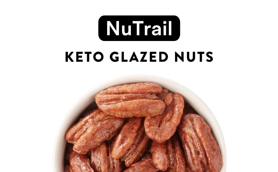 NuTrail - Keto Glazed Nuts Snack - Delicious Healthy Nut Mix - Only 1 Net Carb Per Serving - Keto Snacks & Low Carb Food (10 oz) (Glazed Pecans) - NuTrail keto glazed nuts