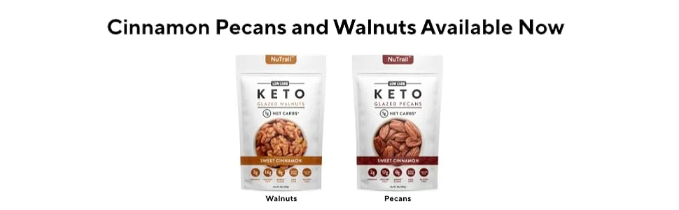 NuTrail - Keto Glazed Nuts Snack - Delicious Healthy Nut Mix - Only 1 Net Carb Per Serving - Keto Snacks & Low Carb Food (10 oz) (Glazed Pecans) - Pecans and Walnuts Now Available