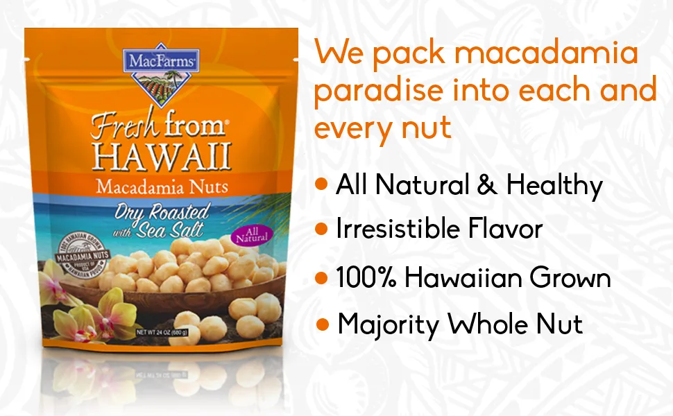Macadamia Nuts  MacFarms Dry Roasted Macadamia Nuts (24 Ounce) - Premium Roasted Nuts with Sea Salt Fresh From Hawaii Sea Salt Flavored Healthy Snack - EBC 1