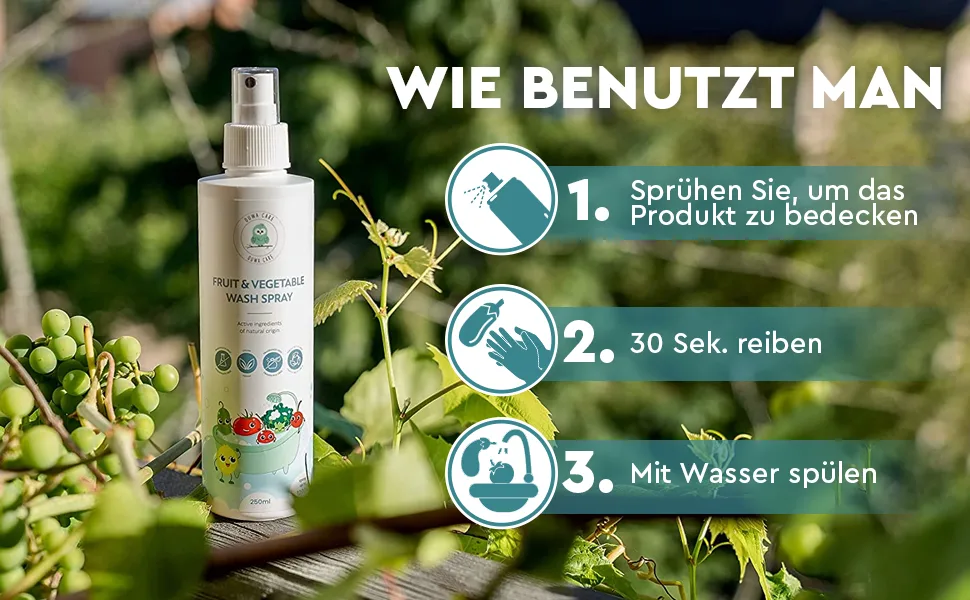 Natural fruit cleaner spray for fruit and vegetables phosphate-free vegetable cleaner made from natural ingredients 250 ml - obst waschmaschine