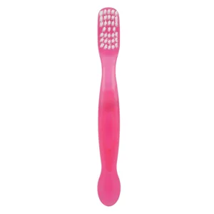 Press brush cleaning brush for false teeth plaque dirt removal prosthesis brush for older people travel cleaning prosthesis holder - double -sided bristle head (pink) - Prothesenbürste