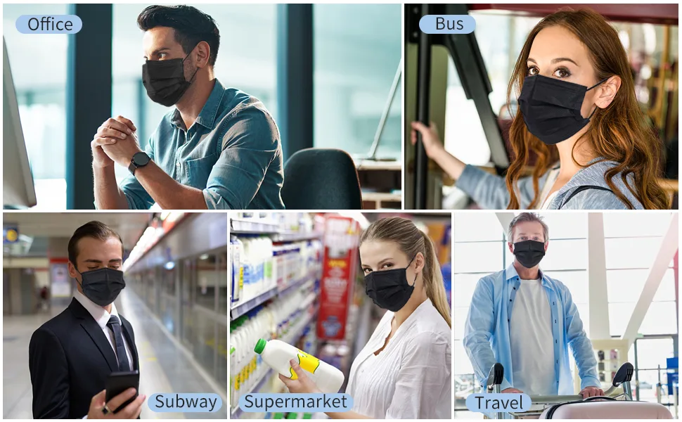 Black Disposable Face Masks Pack of 100 Disposable Face Masks - product information 6
