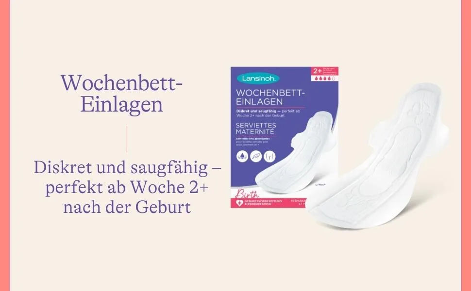 Lansinoh postpartum pads - 72 pieces - super thin & absorbent - postpartum pads from week 2+ after birth - Wochenbett-Einlagen 2+
