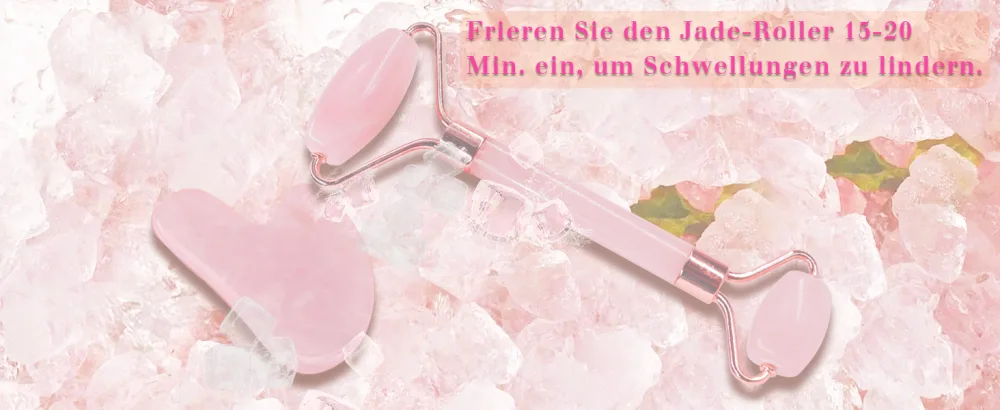 GUGUG Rose Quartz Stone Gua Sha Set Natural Jade Roller for Facial Massage Face Roller for Eye Puffiness Skin Tightening - jade roller