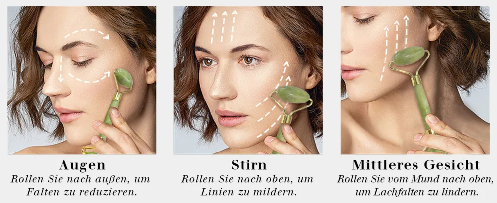 GUGUG Gua Sha Stone and Face Jade Roller Set for Facial Massage - Reduces Eye Puffiness and Skincare Routine-Green - jade roller