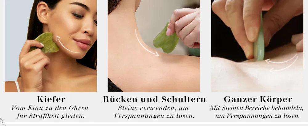 GUGUG Gua Sha Stone and Face Jade Roller Set for Facial Massage - Reduces Eye Puffiness and Skincare Routine-Green - jade roller