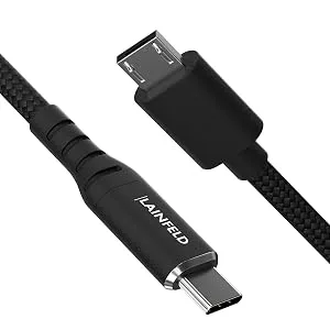 Lainfeld e-bike charging cable for Bosch Intuvia Kiox Nyon |USB C connection for Android and iPhone 15 |Micro USB cable for e-bike display 35 cm |Ebike accessories USB C - for e.g. Samsung Xiaomi - Lainfeld Android