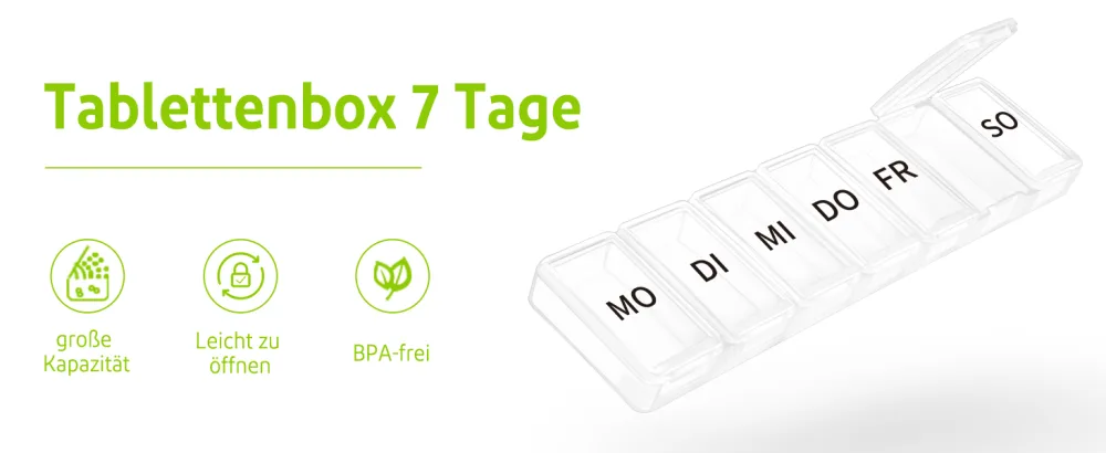 OPRET Tablet Box 7 days Pill dose 7 days tablet box tablets Wochenbox pills box 7 days tablets organizer for medication white - tablettenbox