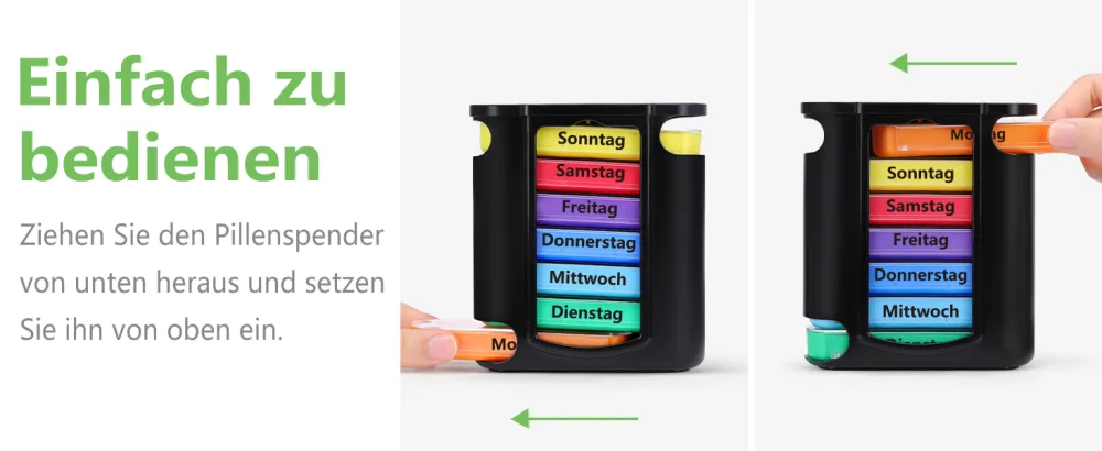 Opret tablet box 7 days with 4 compartments for the morning at noon at night medication box pills box pill box Pill can box tablets Wochenbox Organizer Supplement Box Black - tablettenbox 7 tage
