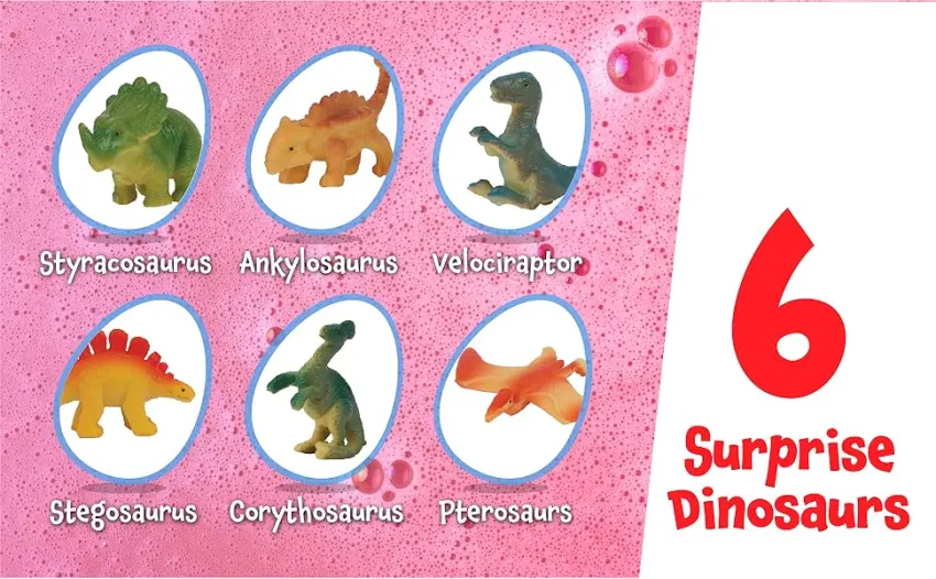 Bath Bombs for Kids - Kids Bath Bomb with Surprise Inside - Dinosaur Toys Gift for Boys and Girls Ages 3 4 5 6 7 & 8 Years Old Easter Toy Kid Gifts - Fun Educational Bath Toys. Dino Egg Fizzy Set - 6 Surprise Dinosaurs