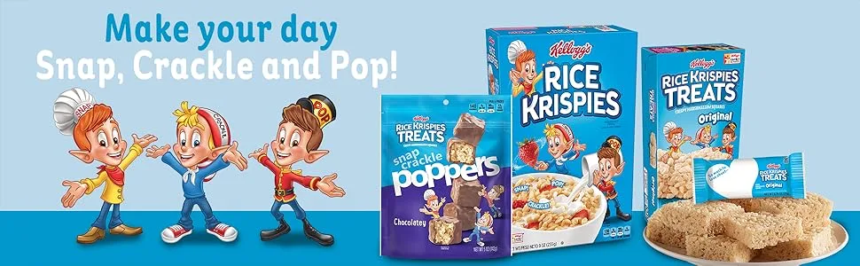 Kellogg's Rice Krispies Treats Crispy Marshmallow Squares Original 12.4oz (6 Count) - Make your day snap, crackle, and pop with the tasty variety of Rice Krispies cereals treats & snacks