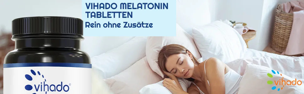 Vihado melatonin tablets highly dose - 370 nights forte complex vegan - pure without additives - plus L -theanin L -tryptophan Ashwagandha 185 tablets melatonin 1 - Melatonin