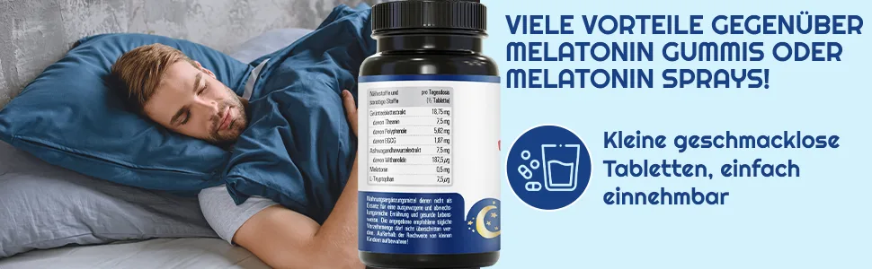 Vihado melatonin tablets highly dose - 370 nights forte complex vegan - pure without additives - plus L -theanin L -tryptophan Ashwagandha 185 tablets melatonin 1 - Melatonin Schlafhormon Einschlafen