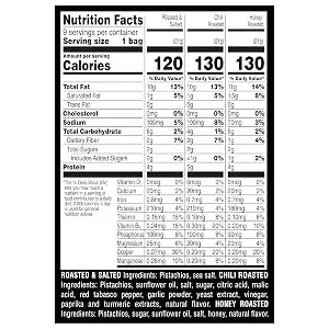 Wonderful Pistachios No Shells Honey Roasted 5.5 Ounce Resealable Pouch - nutrition