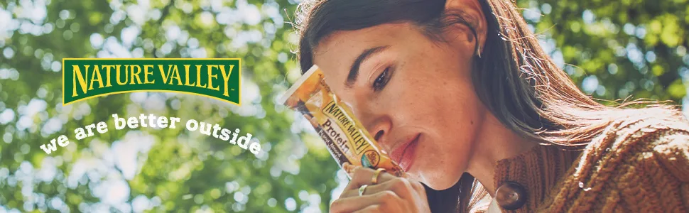 Nature Valley Granola Bars Peanut Butter Dark Chocolate Gluten Free 21.3 oz 15 ct - we are better outside banner