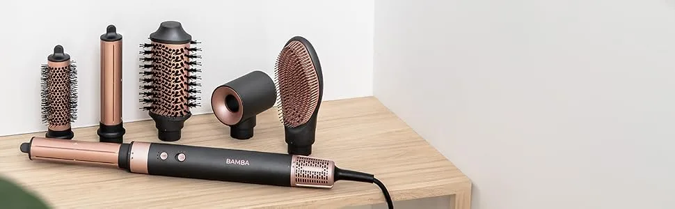 Cecotec air brushes bamba ceramiccare supersonic 6-in-1 with 6 interchangeable heads ceramic coating 2 speeds and 3 temperatures 6 heads black - 6 in 1 Warmluftbürste
