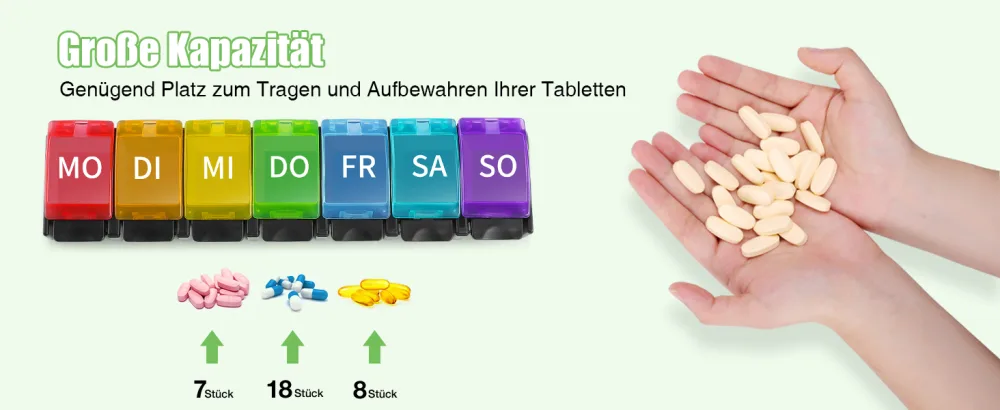 Opret tablet box 7 days german pill box 7 days rainbow medication box weeks tablet box tablet box 7 days small oak to open for on the way black colored - pillendose 7 tage