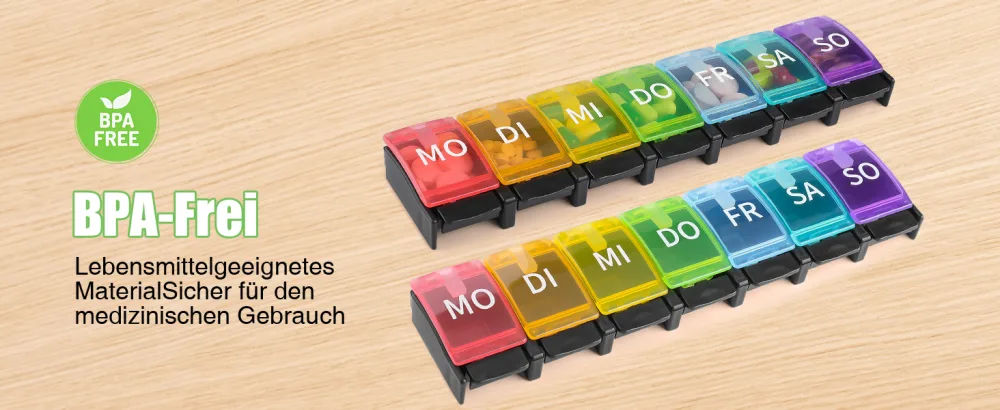 Opret tablet box 7 days german pill box 7 days rainbow medication box weeks tablet box tablet box 7 days small oak to open for on the way black colored - pillendose klein