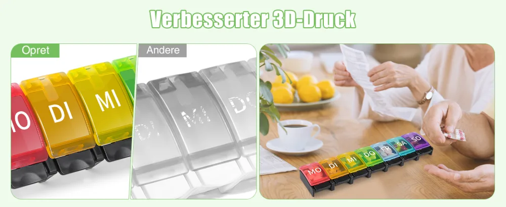 Opret tablet box 7 days german pill box 7 days rainbow medication box weeks tablet box tablet box 7 days small oak to open for on the way black colored - tablettendose