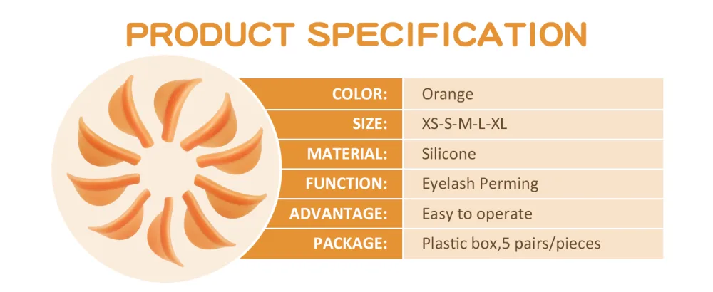 Permania 10 pieces eyelash lifting pads permanent wave pad reusable silicone pads | lash lift pads | 5 sizes eyelash lift sticks | new shape orange - lash lift shields