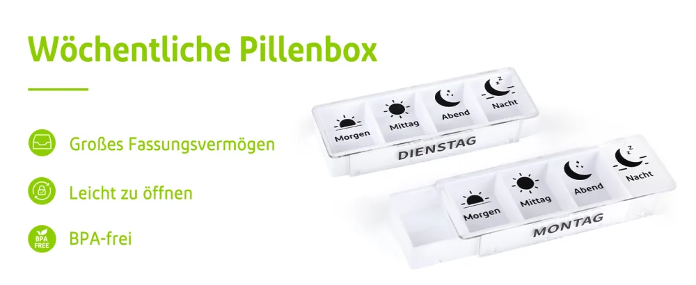 Opret tablet box in the morning in the evening at night pill box medication box pill box 7 days 4 compartments tablet box weekly box supplement box organizer white - tablettenbox