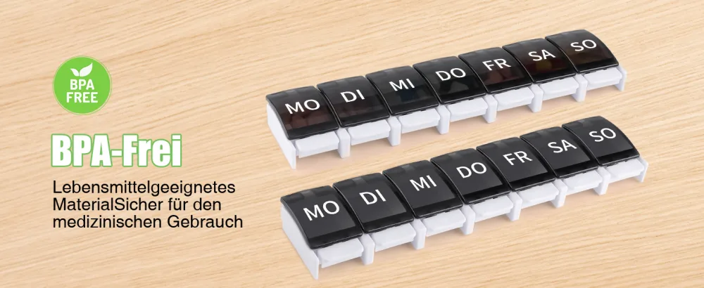Opret tablet box 7 days german pill box 7 days rainbow medication box weeks tablet box tablet box 7 days small oak to open for on the way black - pillendose klein