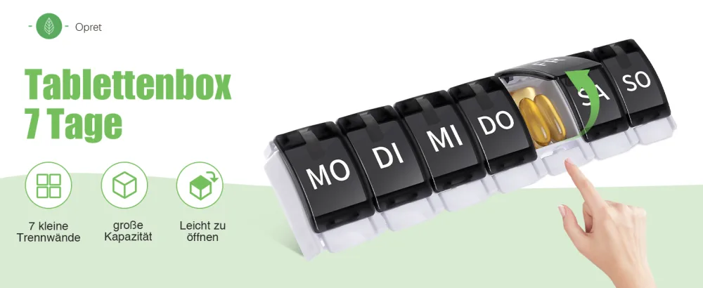 Opret tablet box 7 days german pill box 7 days rainbow medication box weeks tablet box tablet box 7 days small oak to open for on the way black - tablettenbox