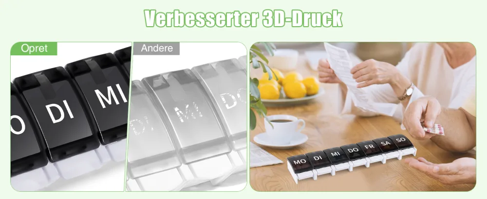 Opret tablet box 7 days german pill box 7 days rainbow medication box weeks tablet box tablet box 7 days small oak to open for on the way black - tablettendose