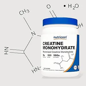 Nutricost Creatine Monohydrate Micronized Powder 500G 5000mg Per Serv - Pure Micronized Creatine Monohydrate - Nutricost High Quality Creatine Monohydrate Powder