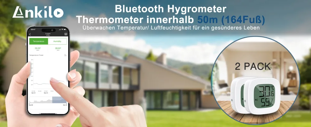 Ankilo (New Upgraded Wireless Thermometer Hygrometer Bluetooth. - Thermometer