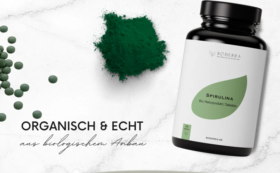 Boderra Spirulina Bio Pressing High dose (2500mg/day) - 100 days supply Bio Spirulina tablets - nutrient miracle Spirulina Pressage (500mg/pill) - Made in DE - VEGAN - - Spirulina Alge, Spiroline, Spirulina Presslinge, Spirulina Algen Kapseln, Hawaiian Spirulina
