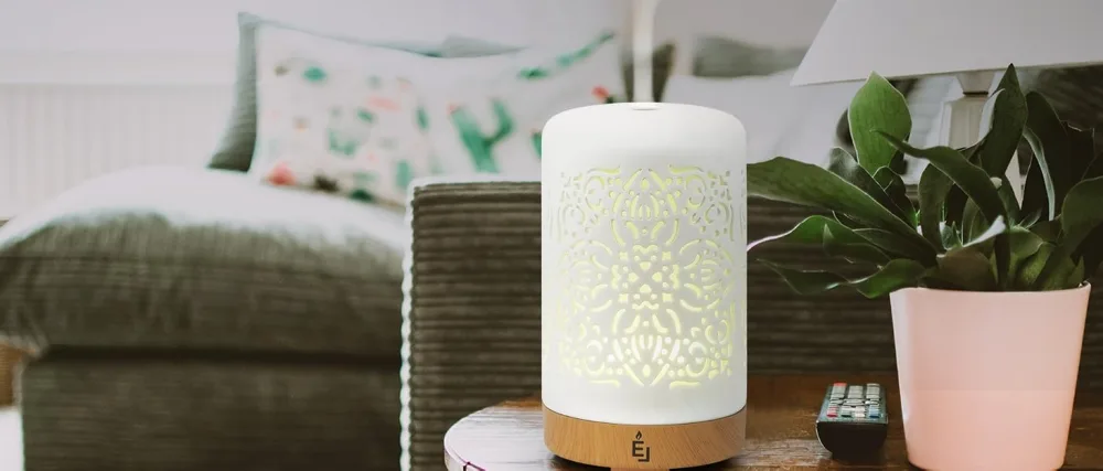 Earnest Living essential oil Diffusor ceramic artificial succulent plants pot diffuser 100 ml for lavender etheric oils timer night light with 7 Led Mood Lights  and car-off function of humidifying aromatherapy green - Essential Oil Diffuser White Ceramic Humidifier Aromatherapy Diffusers for Essential Oils