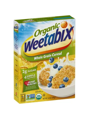 Weetabix Organic Whole Grain Cereal Biscuits USDA Certified Organic Non-GMO Project Verified Heart Healthy Kosher Vegan 14 Oz Box - unspecified